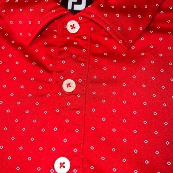 EUC FJ FootJoy Shirt Mens XL Red Paisley Lightweight Short Sleeve Golf Polo (T) - Picture 5 of 9